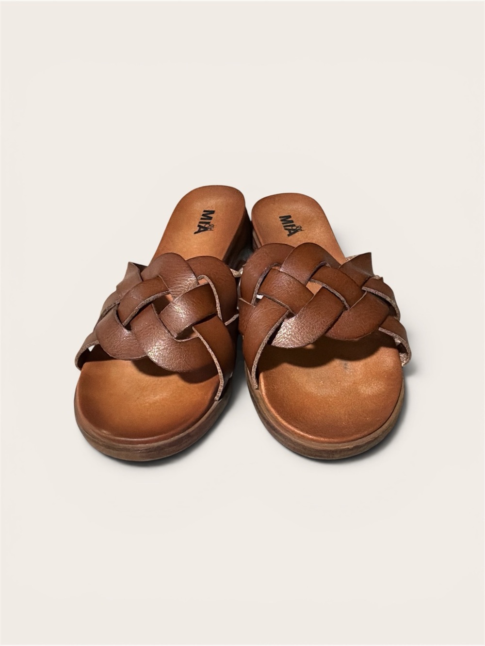 MIA Women's Braided Slide Sandals in Chestnut Brown Size 9 - Picture 2 of 3